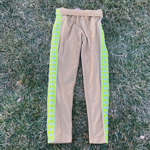 Kappa Pants - Kappa Banda RARE Drawstring Pocket Tan Neon Sweats Trackpants Joggers Sweatpants